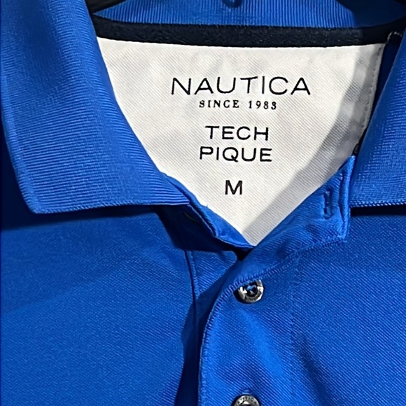 Nautica Polo Shirt Men’s. Size Medium. Blue Tech Pique. - Picture 3 of 9